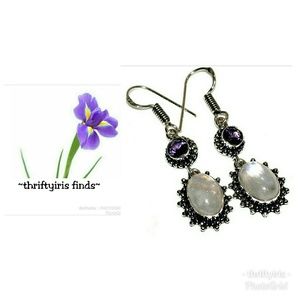 NWOT-Rainbow Moonstone & Amethyst Earrings